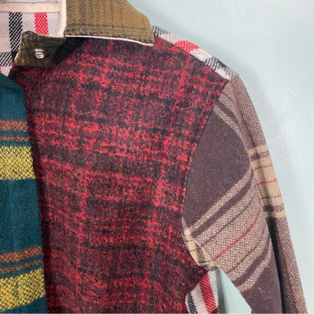 Carleen Admore Plaid Wool Jacket Patchwork XL Shacket‎